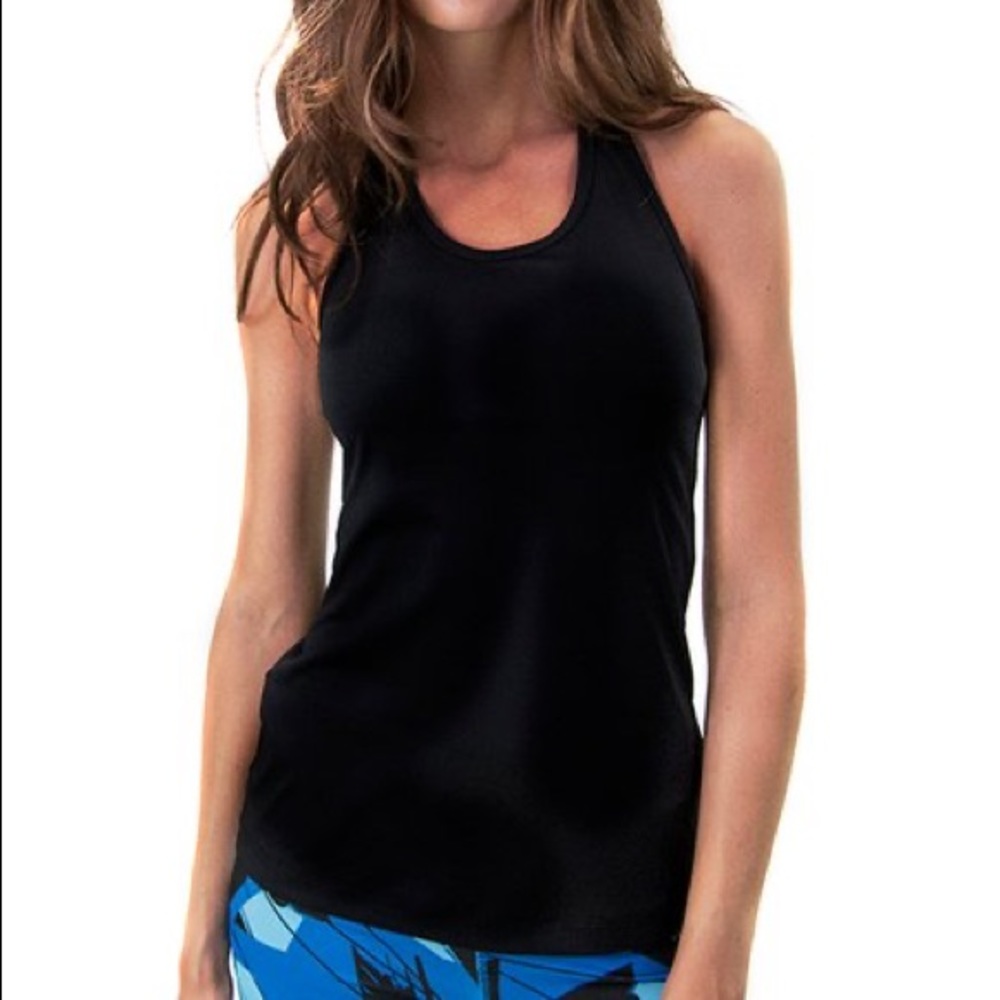 Satva Black T-Back Athletic Workout Tank Top